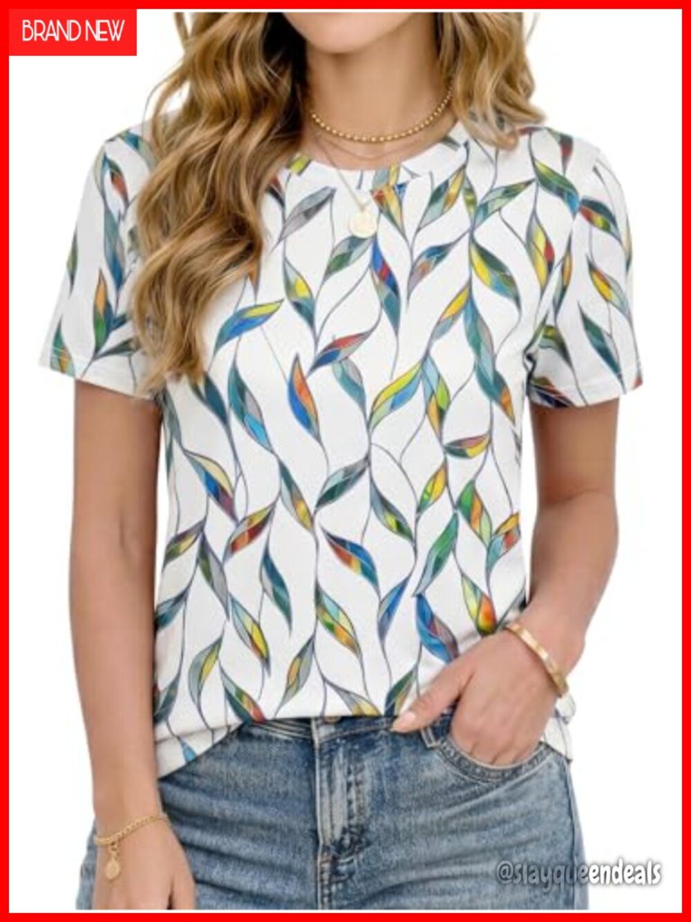 Womens Short Sleeve Crew Neck Tunic T-Shirt Summer Top
